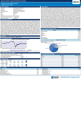 MONTHLY REPORT - 2020 AUGUST (MADE ON: 08/31/2020) Aegon Russia Equity Fund Institutional Series