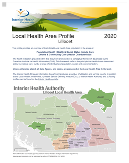 Local Health Area Profile 2020 Lillooet