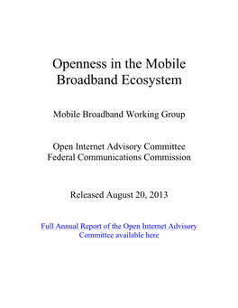 Openness in the Mobile Broadband Ecosystem