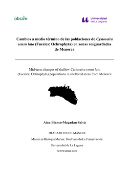 Evolución Comunidades De Cystoseira (Fucales:Ochrophyta) En Aguas Superficiales De Menorca