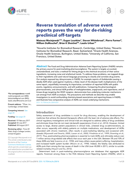 Reverse Translation of Adverse Event Reports Paves the Way for De-Risking
