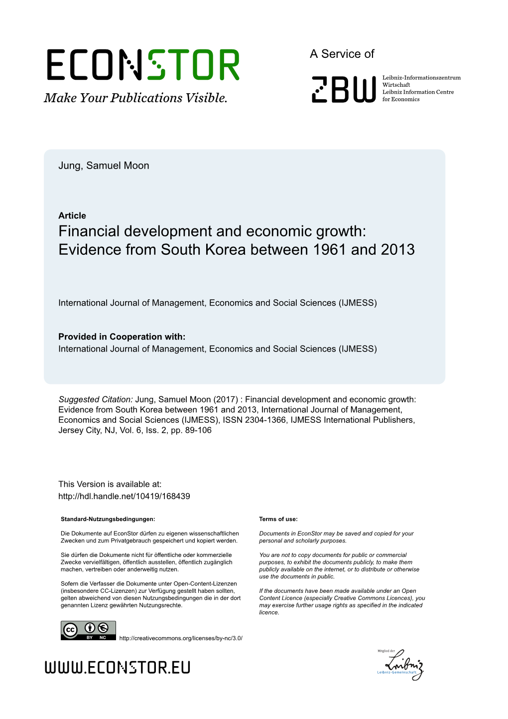 Financial Development and Economic Growth: Evidence from South Korea Between 1961 and 2013