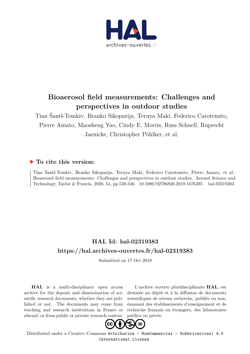 Bioaerosol Field Measurements