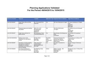 Planning Applications Validated for the Period:-06/04/2015 to 10/04/2015