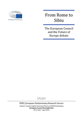 From Rome to Sibiu – the European Council and the Future of Europe