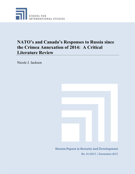 NATO's and Canada's Responses to Russia Since the Crimea Annexation of 2014