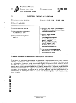 Method and Reagent for Determination of Dehydrogenase Or Its Substrate