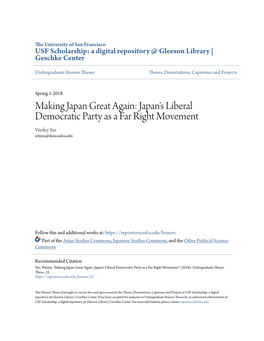 Japan's Liberal Democratic Party As a Far Right Movement Wesley Yee Whyee@Dons.Usfca.Edu