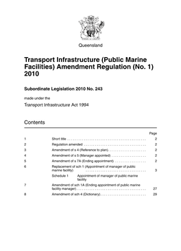 Public Marine Facilities) Amendment Regulation (No