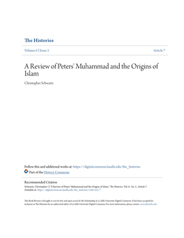 A Review of Peters' Muhammad and the Origins of Islam Christopher Schwartz
