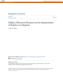 Futility of Resort to Roman Law for Interpretation of Statutes on Adoption J