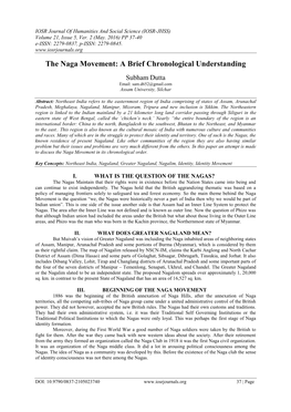 The Naga Movement: a Brief Chronological Understanding