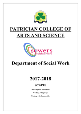 PATRICIAN COLLEGE of ARTS and SCIENCE Department of Social