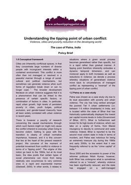 Understanding the Tipping Point of Urban Conflict: Violence, Cities and Poverty Reduction in the Developing World