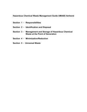Hazardous Chemical Waste Management Guide UMASS Amherst Section 1