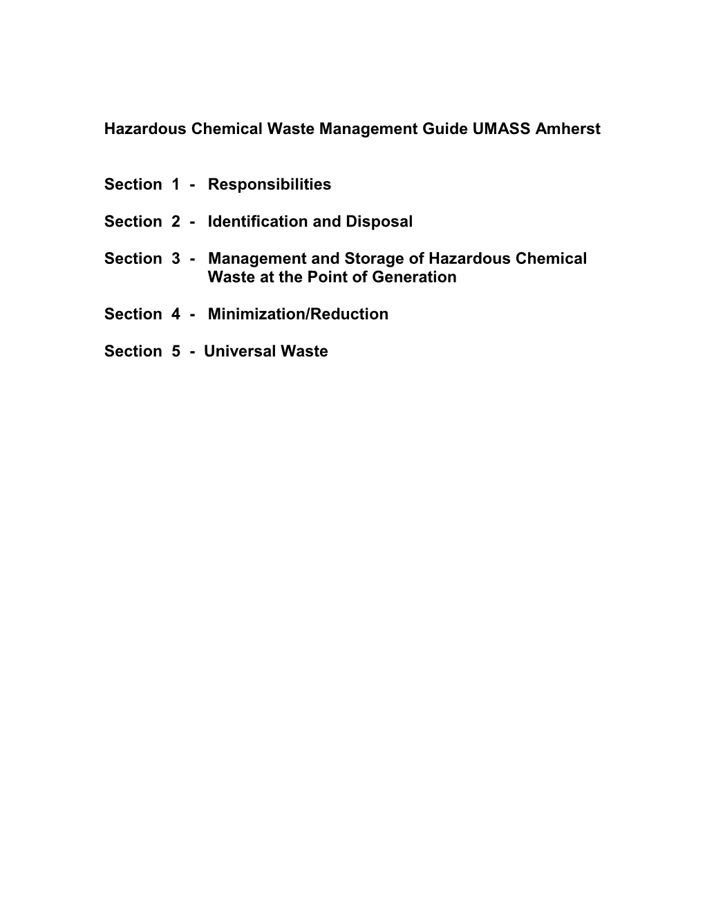 Hazardous Chemical Waste Management Guide UMASS Amherst Section 1 DocsLib