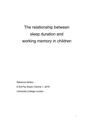 The Relationship Between Sleep Duration and Working Memory in Children
