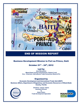 Business Development Mission to Port Au Prince, Haiti October 21St