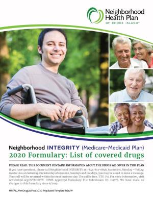 2020 Formulary: List of Covered Drugs