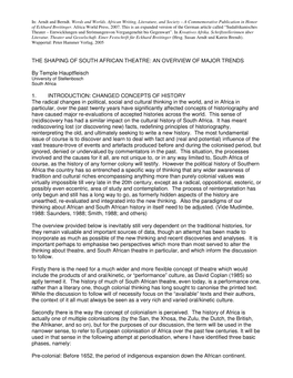 THE SHAPING of SOUTH AFRICAN THEATRE: an OVERVIEW of MAJOR TRENDS by Temple Hauptfleisch 1. INTRODUCTION: CHANGED CONCEPTS of H