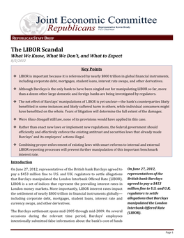 The LIBOR Scandal What We Know, What We Don’T, and What to Expect 8/2/2012
