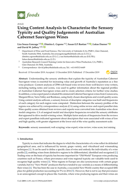 Using Content Analysis to Characterise the Sensory Typicity and Quality Judgements of Australian Cabernet Sauvignon Wines