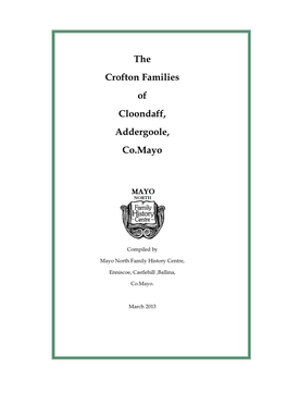 The Crofton Families of Cloondaff, Addergoole, Co.Mayo