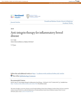 Anti-Integrin Therapy for Inflammatory Bowel Disease S