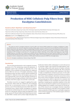 Production of NSSC Cellulosic Pulp Fibers from Eucalyptus Cameldulensis