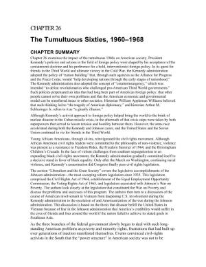 The Tumultuous Sixties, 1960–1968