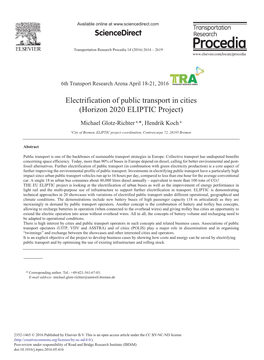 Electrification of Public Transport in Cities (Horizon 2020 ELIPTIC Project)