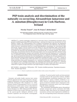 PSP Toxin Analysis and Discrimination of the Naturally Co-Occurring Alexandrium Tamarense and A