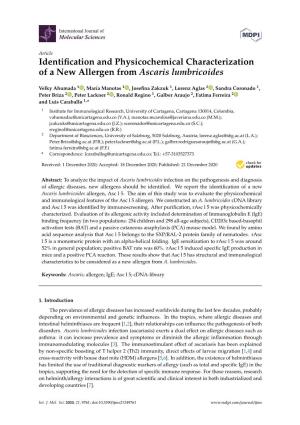 Identification and Physicochemical Characterization of a New Allergen