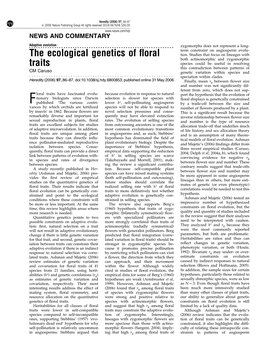 The Ecological Genetics of Floral Traits