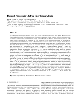 Fluxes of Nitrogen in Chaliyar River Estuary, India