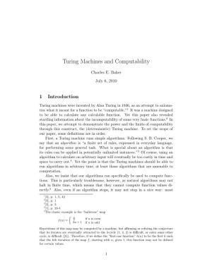 Turing Machines and Computability