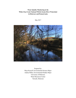 Water Quality Monitoring in the White Clay Creek National Wild & Scenic