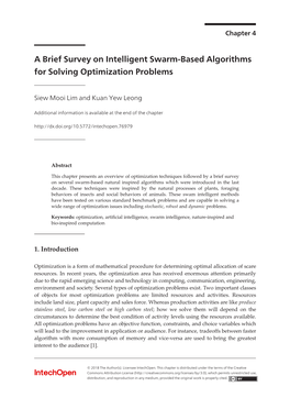 A Brief Survey on Intelligent Swarm-Based Algorithms for Solving Optimization Problems 49