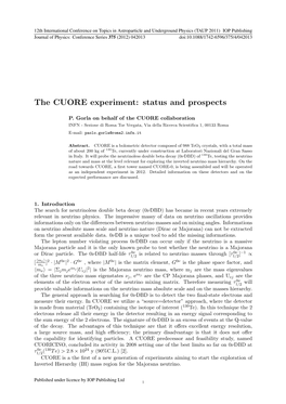 The CUORE Experiment: Status and Prospects