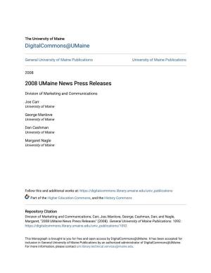 2008 Umaine News Press Releases