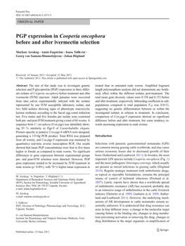 PGP Expression in Cooperia Oncophora Before and After Ivermectin Selection