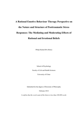 A Rational Emotive Behaviour Therapy Perspective On