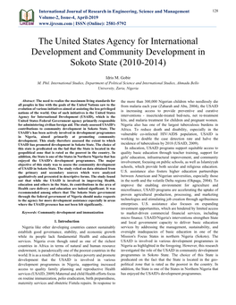 The United States Agency for International Development and Community Development in Sokoto State (2010-2014)