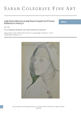 Lady Diana Manners (Lady Diana Cooper) As Princess SOLD Katherine in Henry V