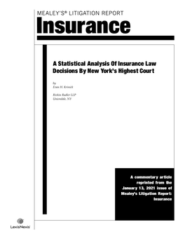A Statistical Analysis of Insurance Law Decisions by New York's