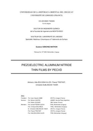 Piezoelectric Aluminium Nitride Thin Films by PECVD