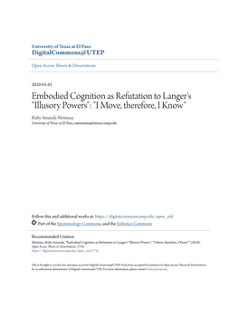 Embodied Cognition As Refutation to Langer's