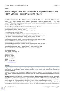 Visual Analytic Tools and Techniques in Population Health and Health Services Research: Scoping Review