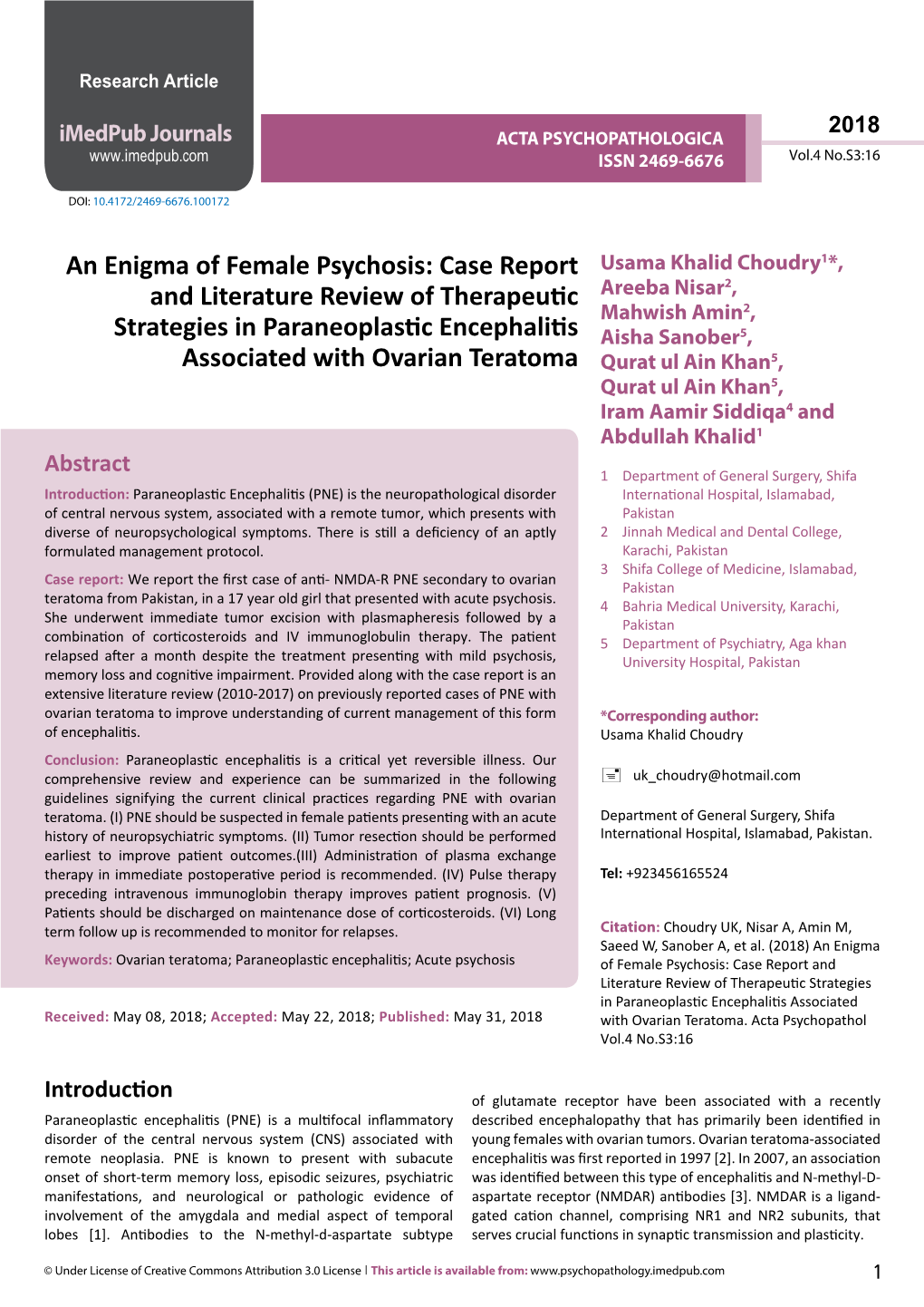 An Enigma of Female Psychosis: Case Report and Literature Review