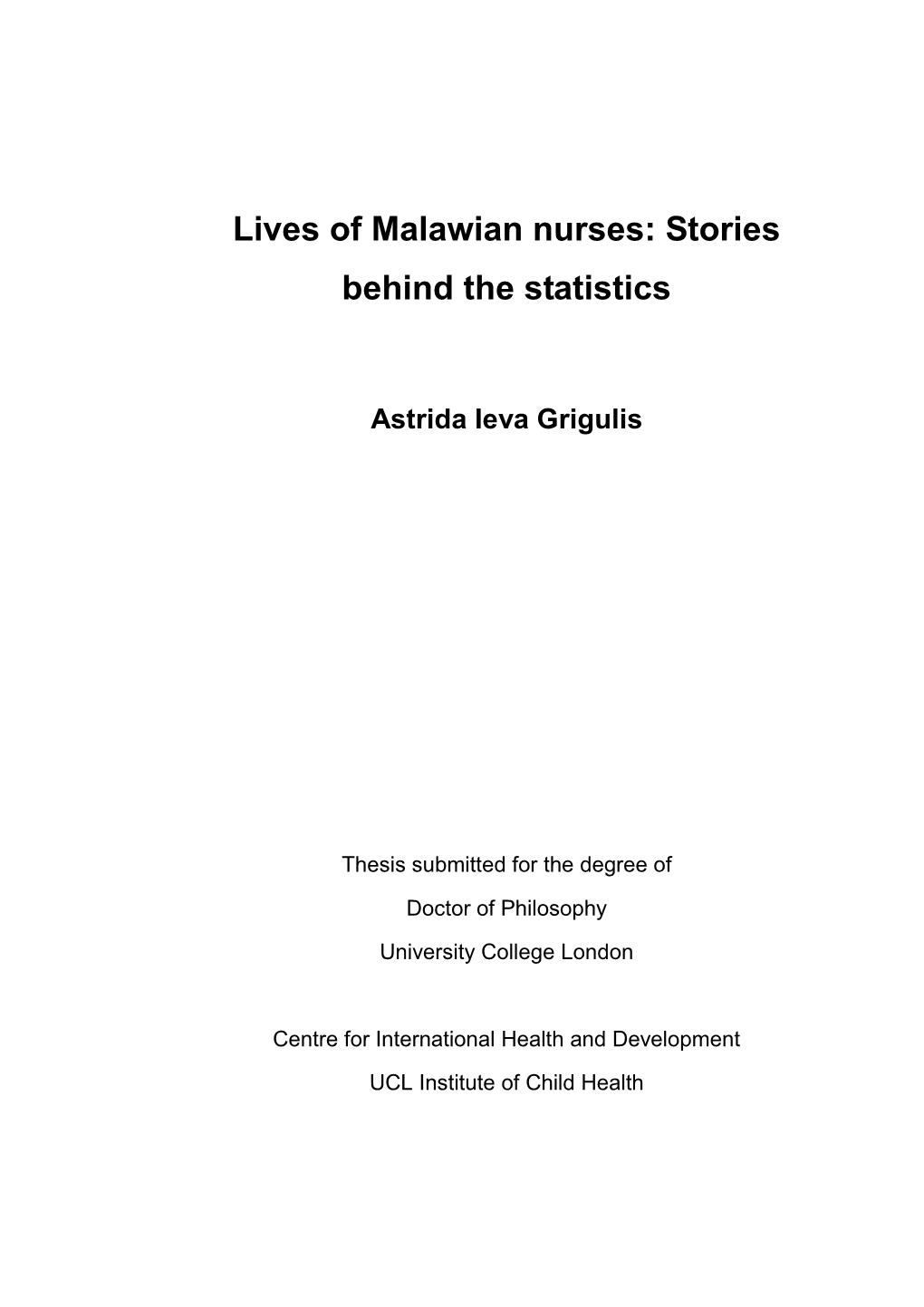 Lives of Malawian Nurses: Stories Behind the Statistics